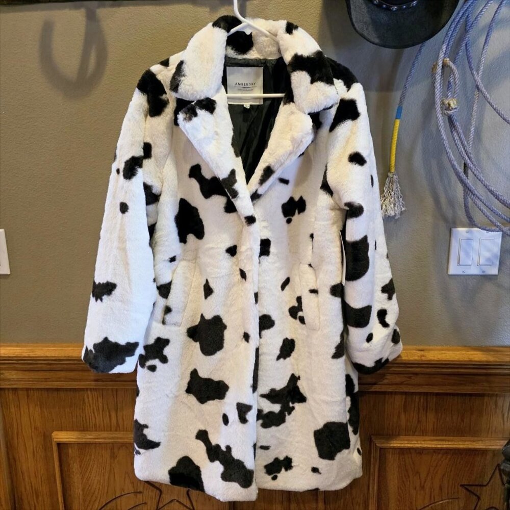 Cow Print Coat NWT Size M by AMBER SKY